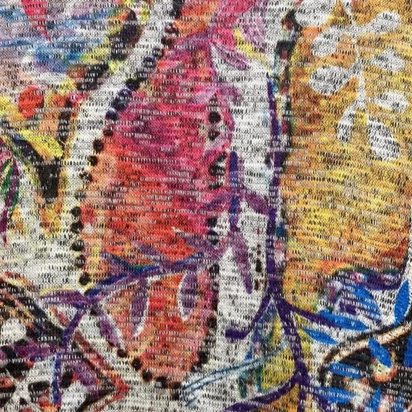 Inoah Top Womens Medium Short Sleeve Knit Tunic Abstract Wearable Art - Picture 8 of 10